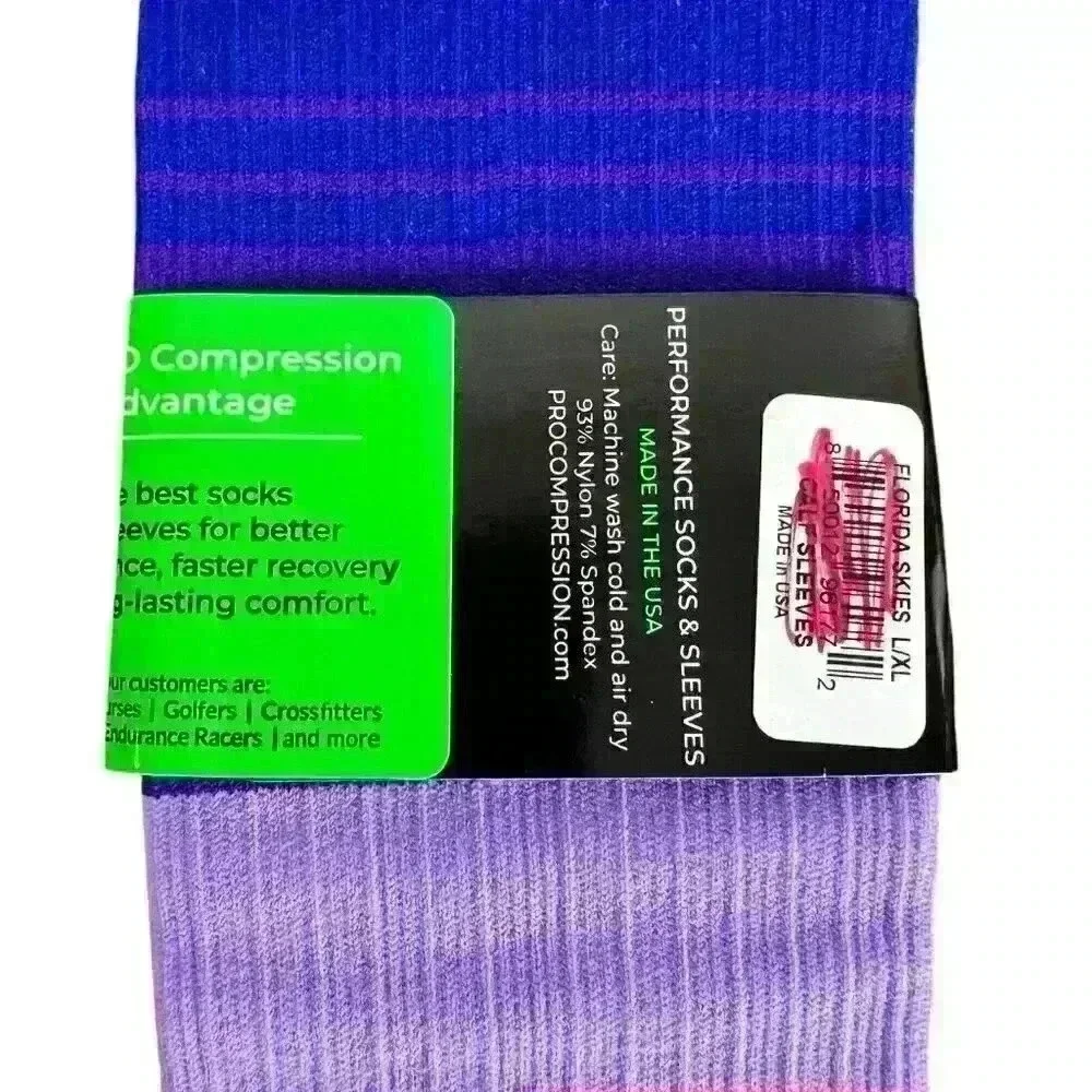 NWT PC Pro Compression Women's L/XL Florida Skies‎ Knee-High Marathon Sleeve USA